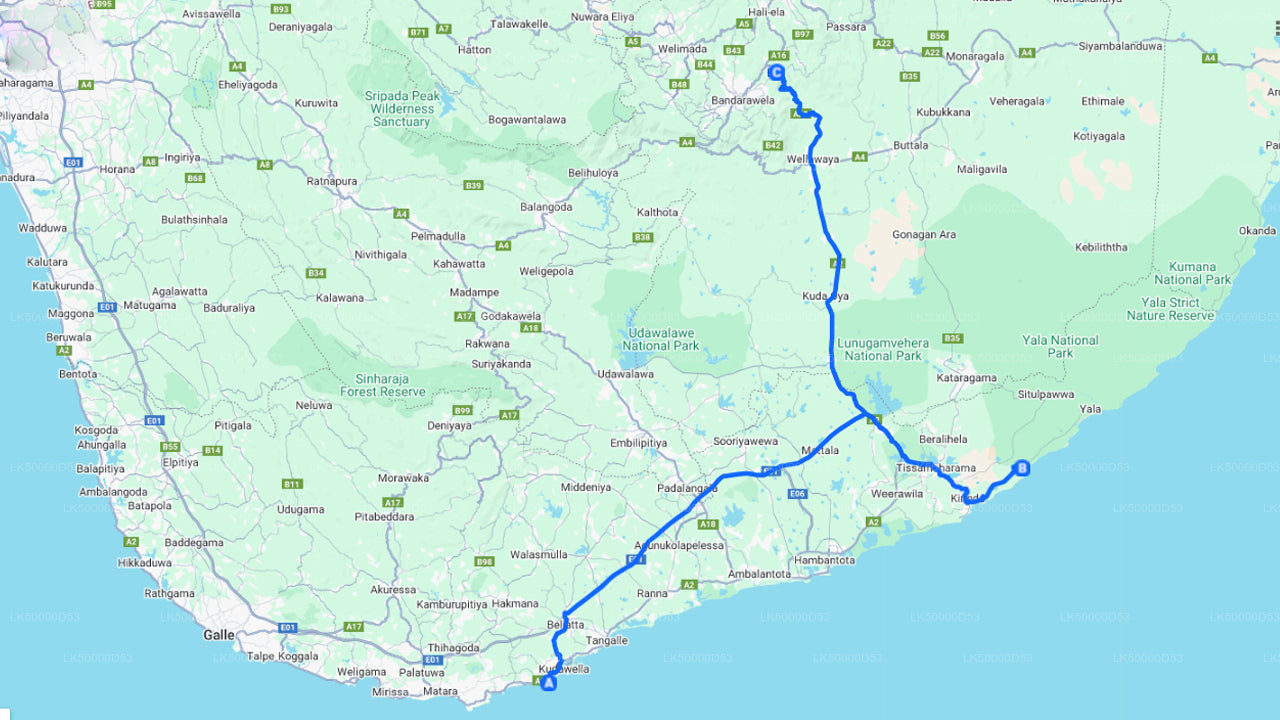 Tour privado de Hiriketiya a Ella con Yala Safari