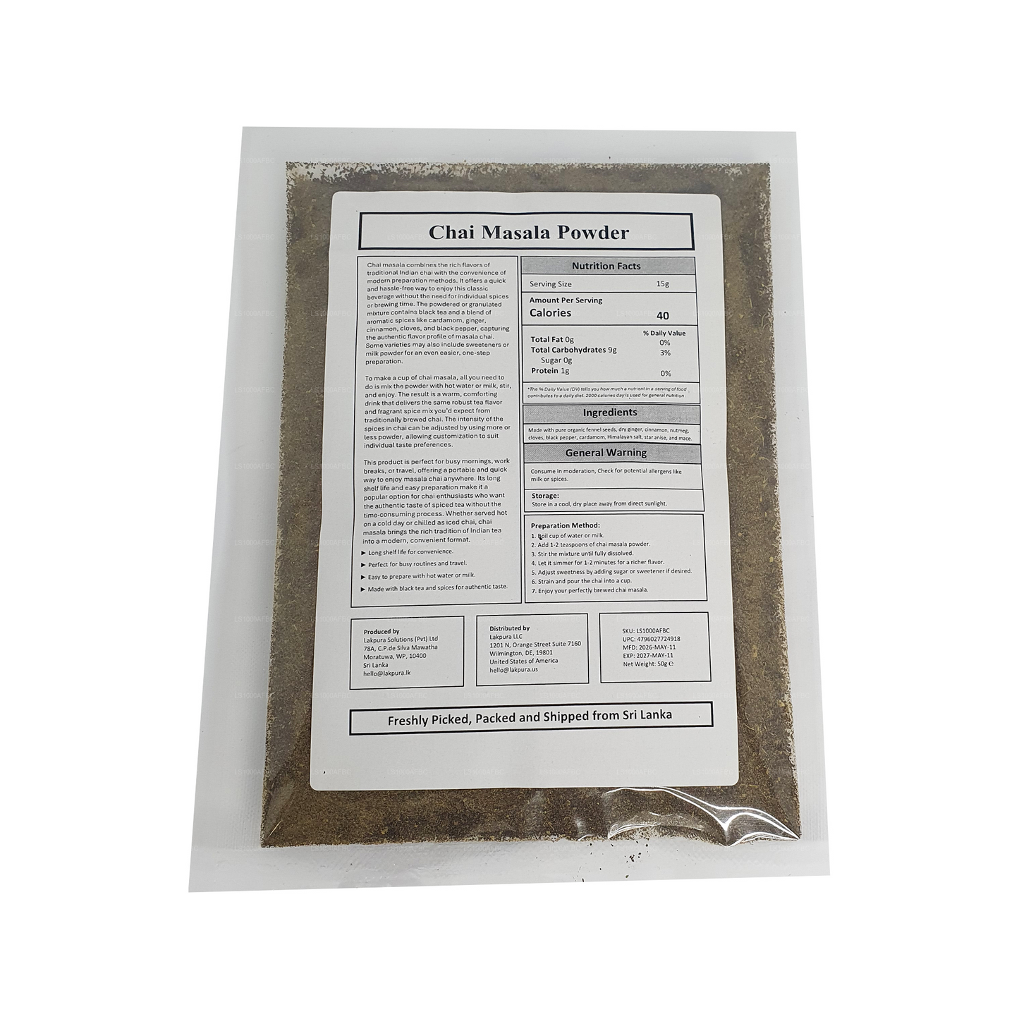 Lakpura Chai Masala en polvo (100 g)