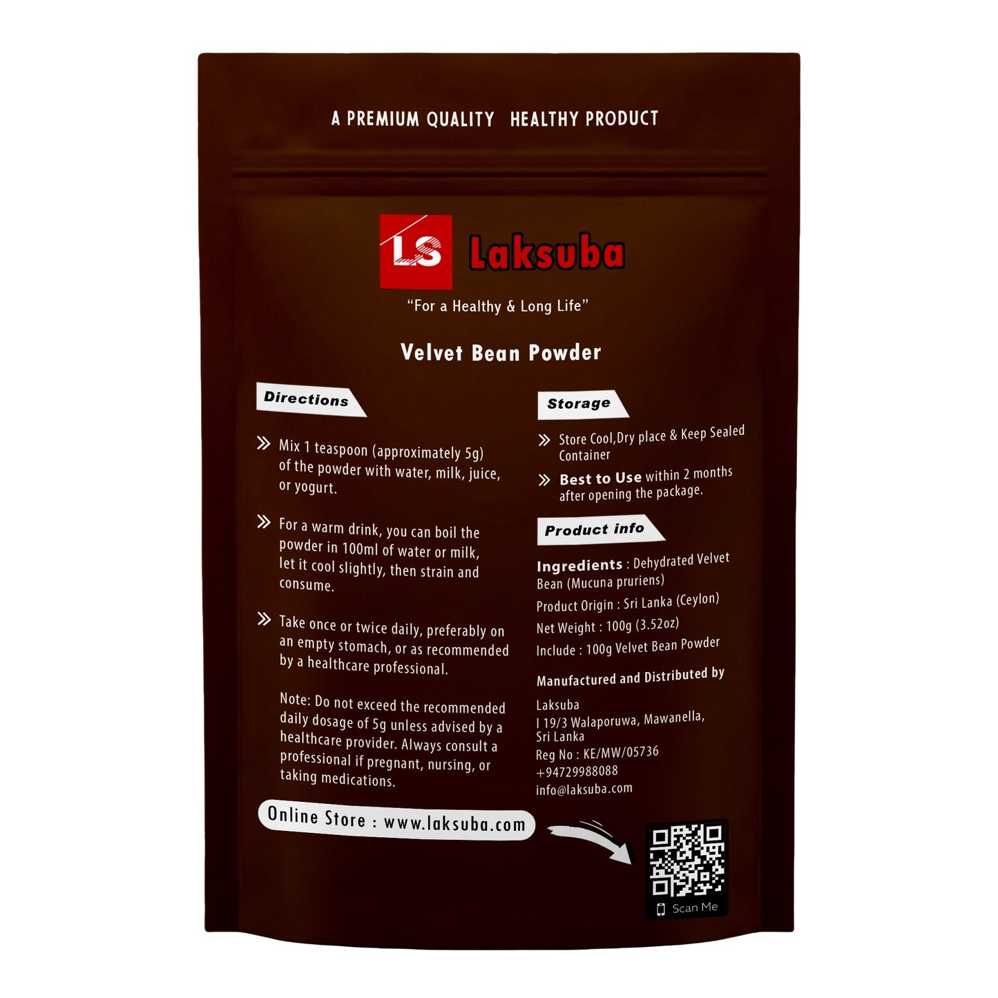Laksuba Velvet Bean en polvo (100 g)