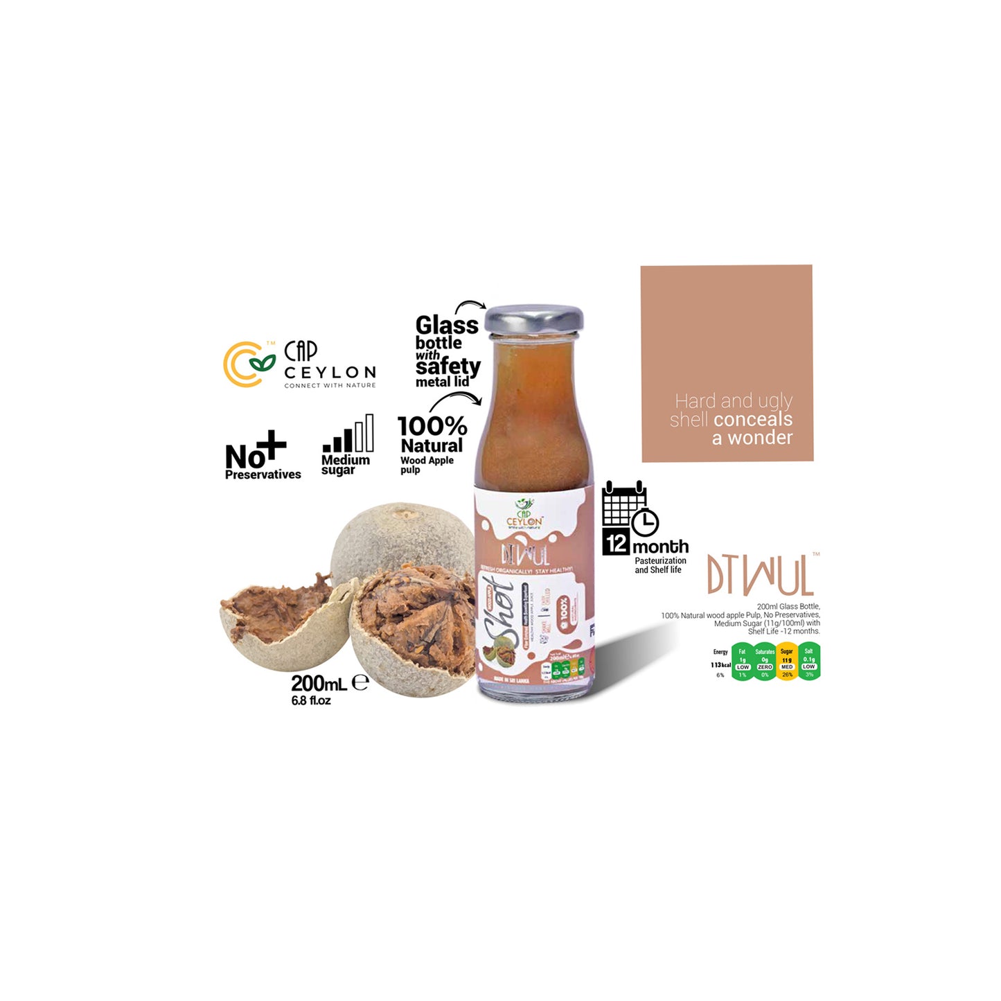 Chupito de manzana de madera de Ceilán CAP (200 ml)