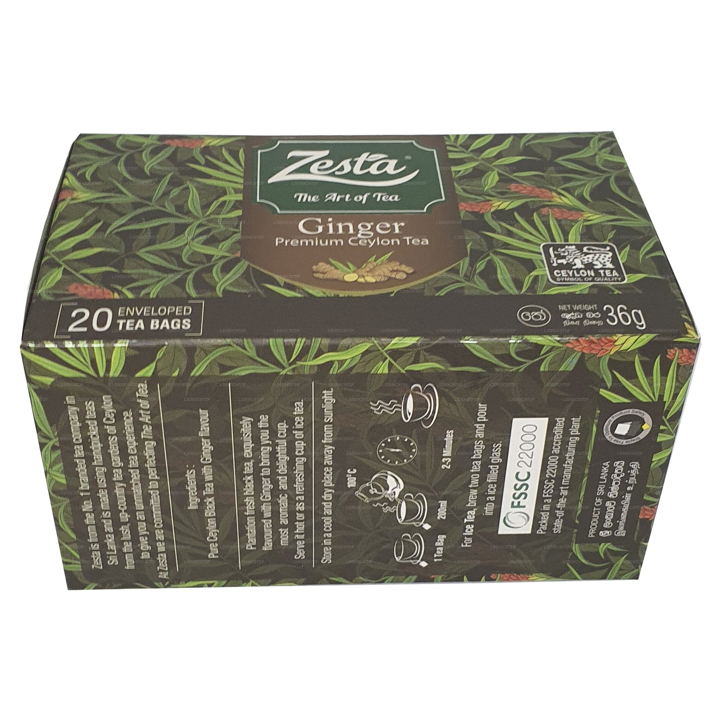 Té de Ceilán Zesta Ginger Premium (36 g) 20 bolsitas de té
