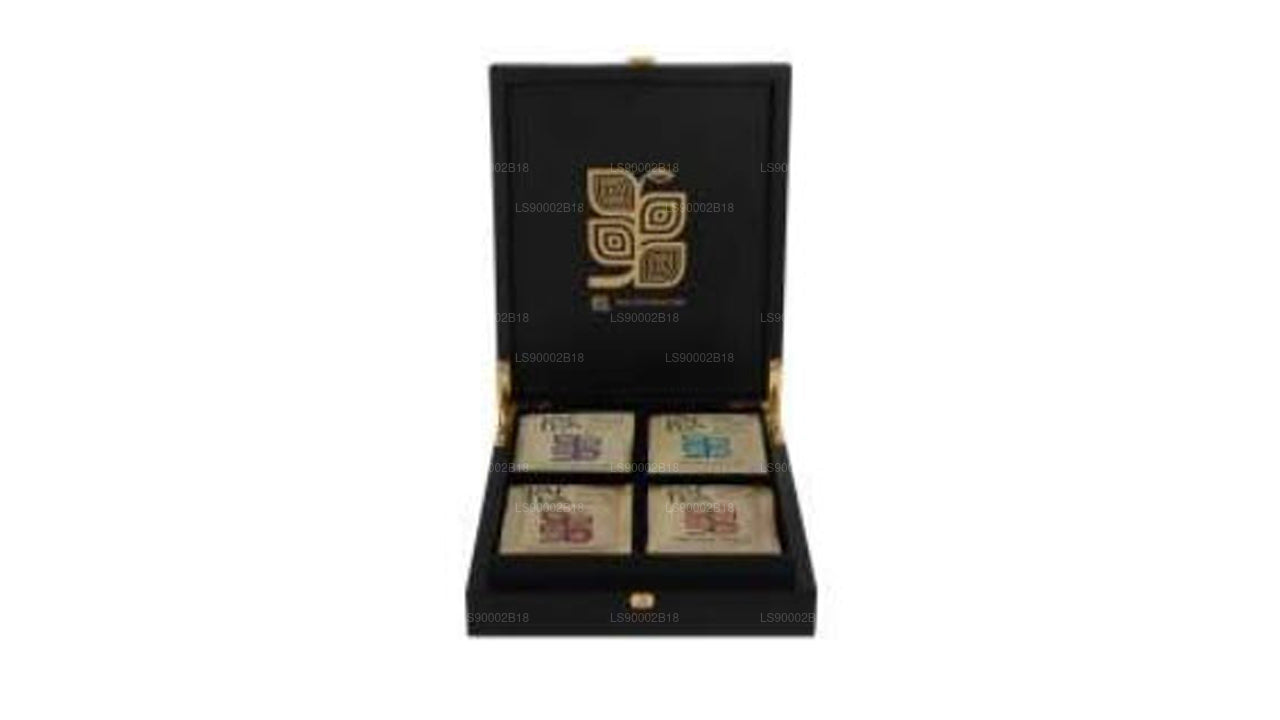 Presentador de madera Jaf Tea con tapa cerrada y 4 compartimentos