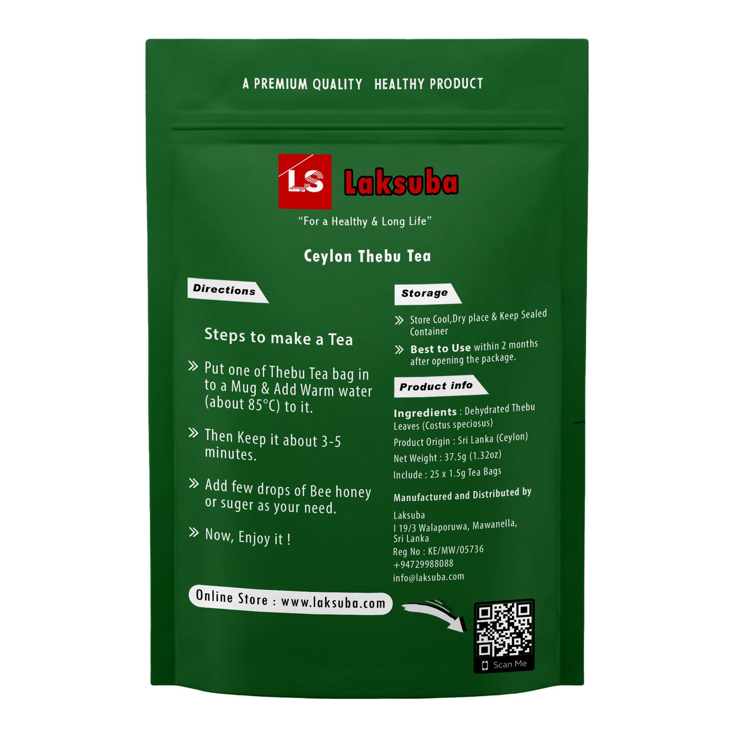 Té Laksuba Ceylon Thebu (37,5 g) 25 bolsitas