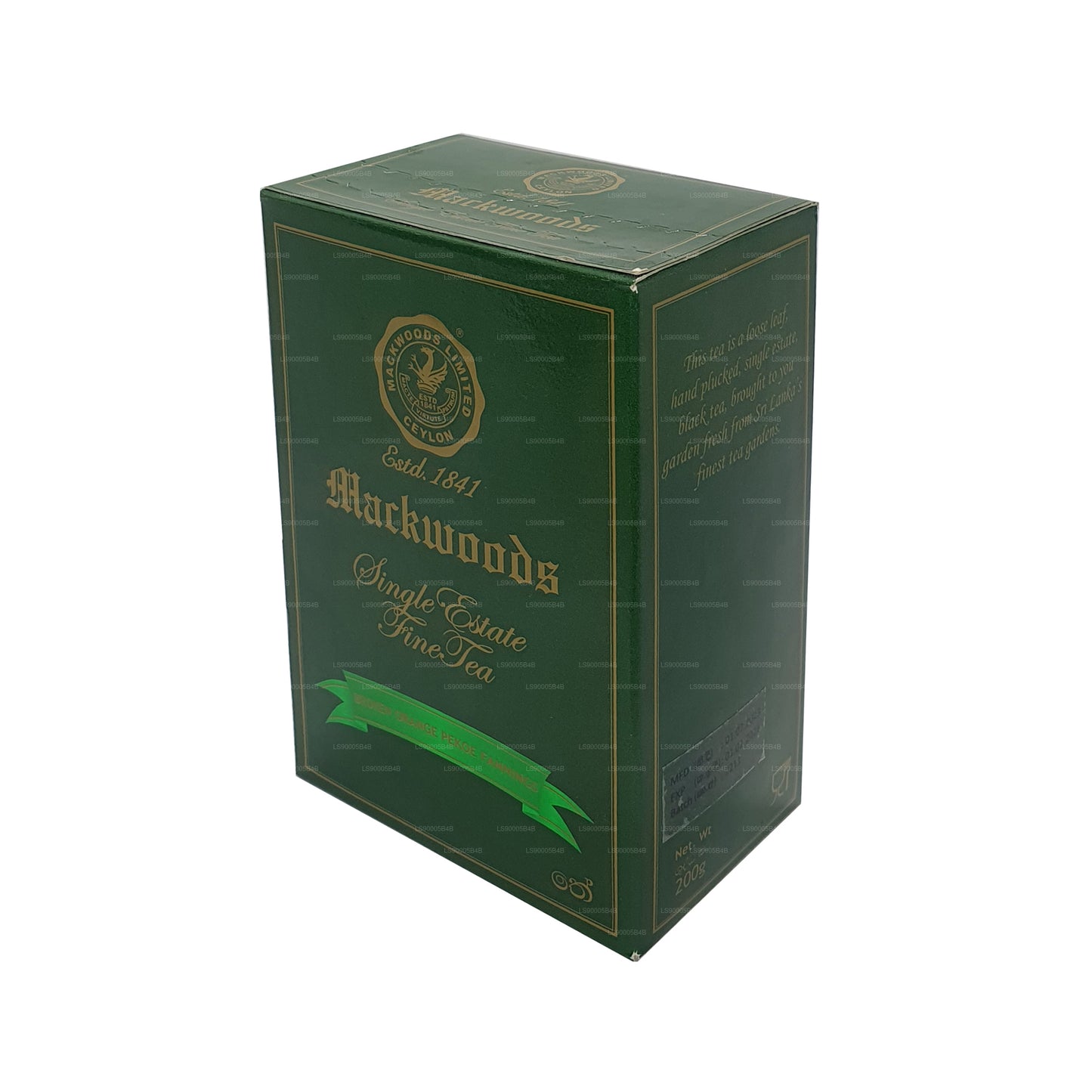 Té negro de Ceilán de hojas sueltas Mackwoods Single Estate Broken Orange Pekoe Fannings (BOPF) (200 g)