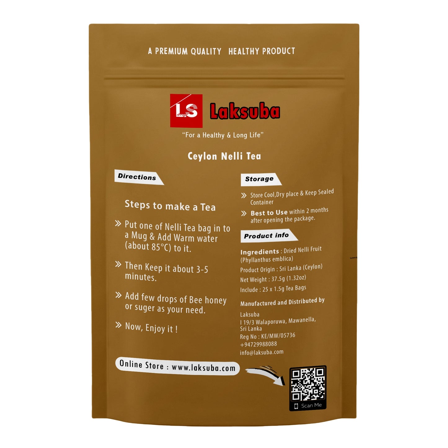 Té Laksuba Ceylon Nelli (37,5 g) 25 bolsitas