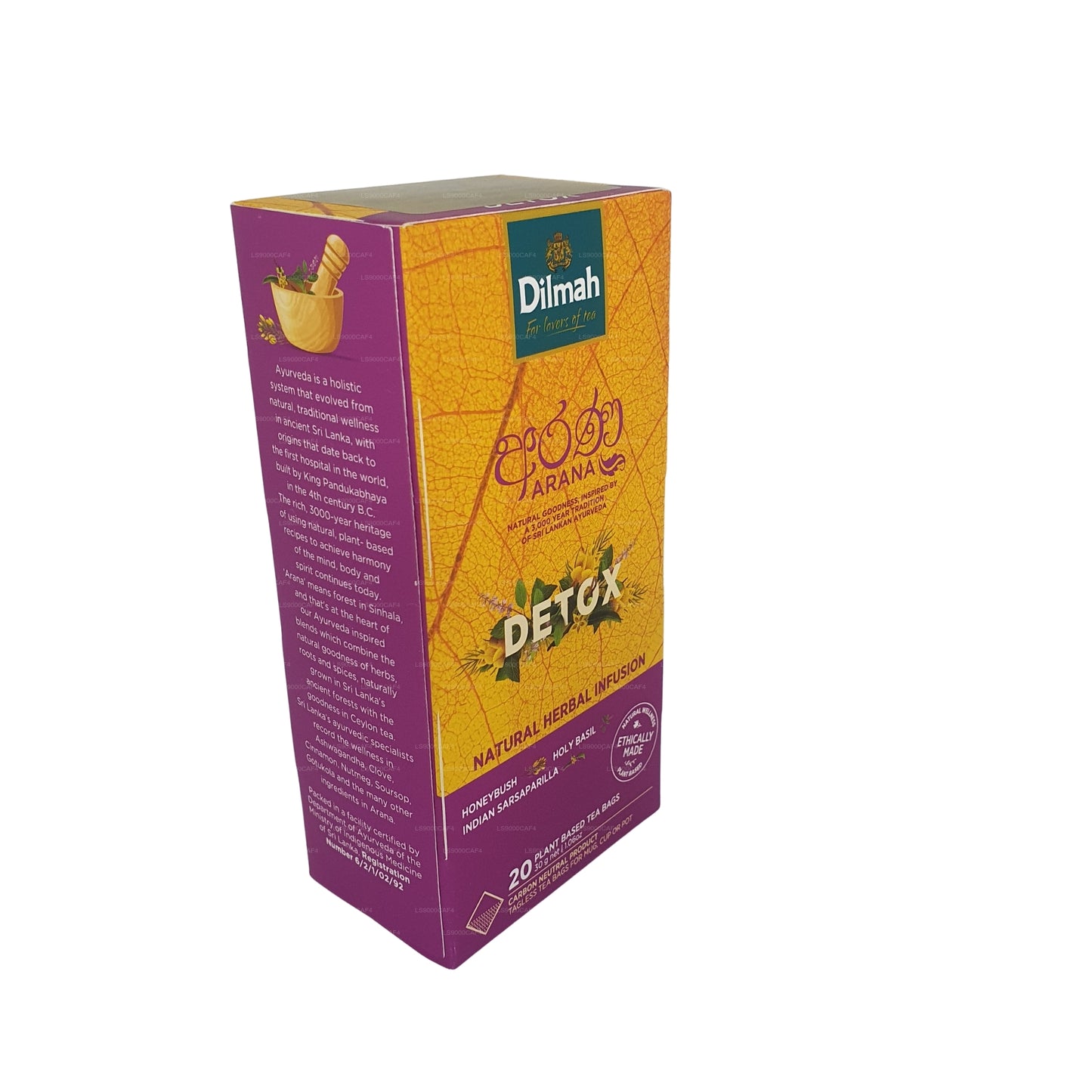 Infusión de hierbas naturales Dilmah Arana Detox (20 bolsitas de té sin etiqueta)