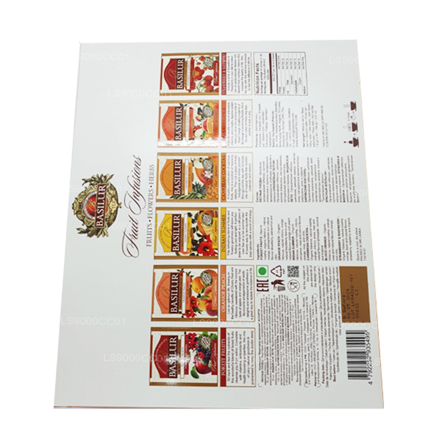 Té de Ceilán Basilur, surtido de 60 bolsitas de té, «Infusiones de frutas»