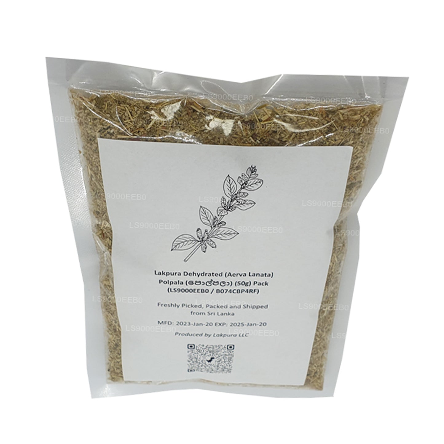 Paquete de polpala deshidratada Lakpura (Aerva Lanata) (100 g)