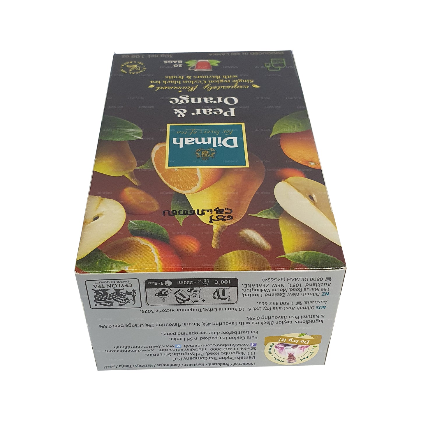 Té negro de Ceilán Dilmah con sabor a pera y naranja (30 g) 20 bolsitas de té