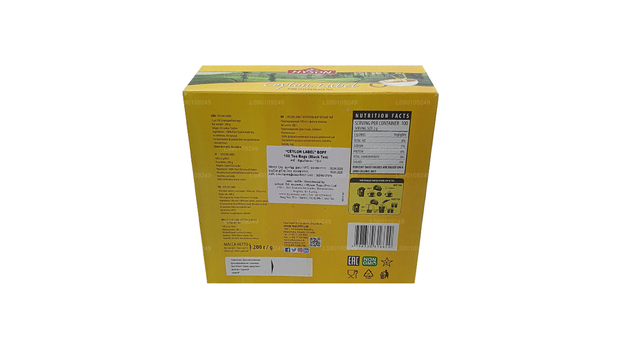 Hyson Ceylon Label BOPF (200 g) 100 bolsitas de té