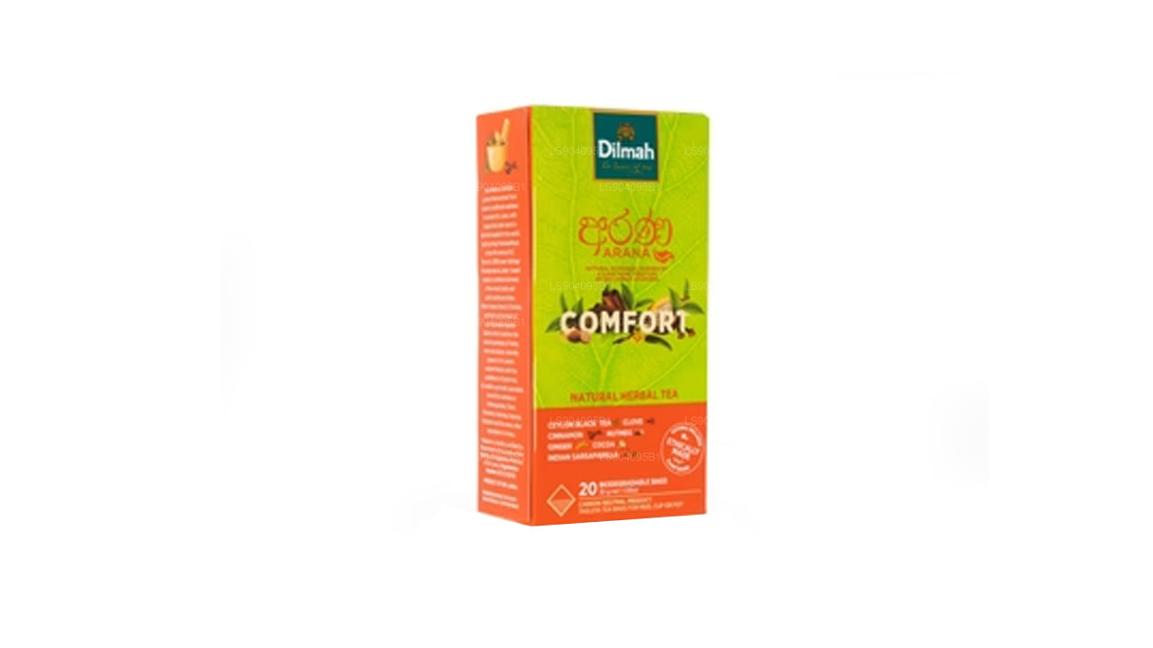 Té negro a base de hierbas naturales Dilmah Arana Comfort (20 bolsitas de té sin etiqueta)