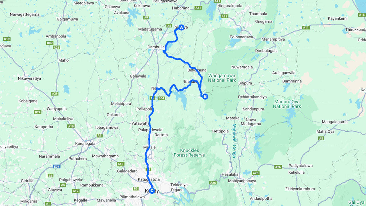 Tour privado de Sigiriya a Kandy con Wasgamuwa Safari