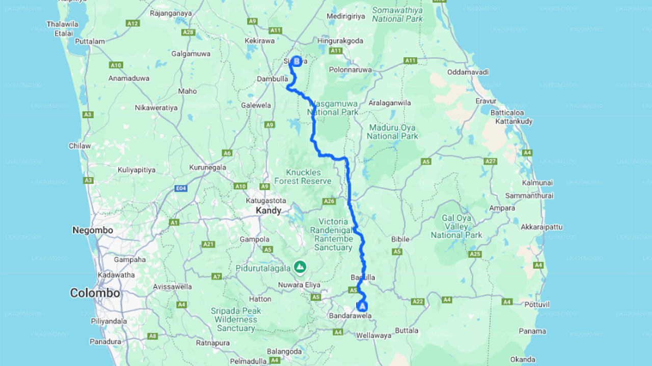 Ella City to Sigiriya City Private Transfer