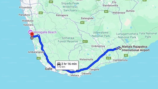 Mattala Airport (HRI) to Bentota City Private Transfer