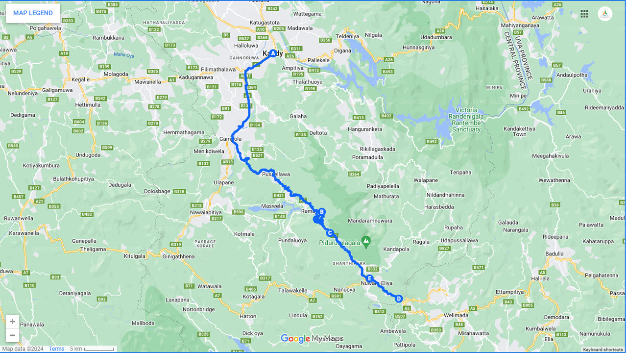 Tierras altas de Nuwara Eliya desde Kandy