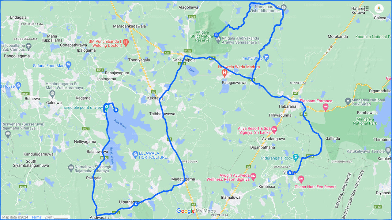 Ritigala, Kala Wewa y Namal Uyana de Sigiriya