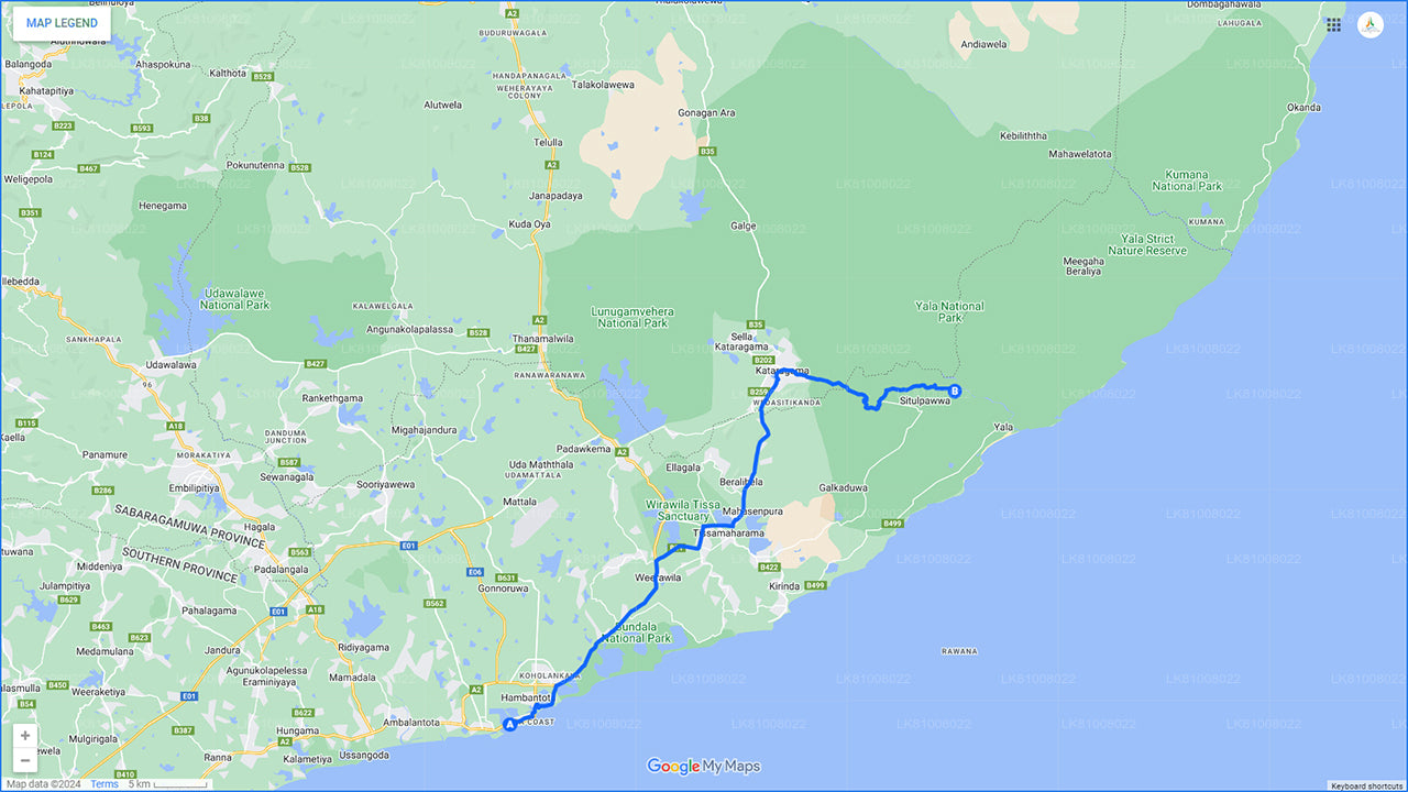 Safari en el Parque Nacional Yala desde el puerto de Hambantota