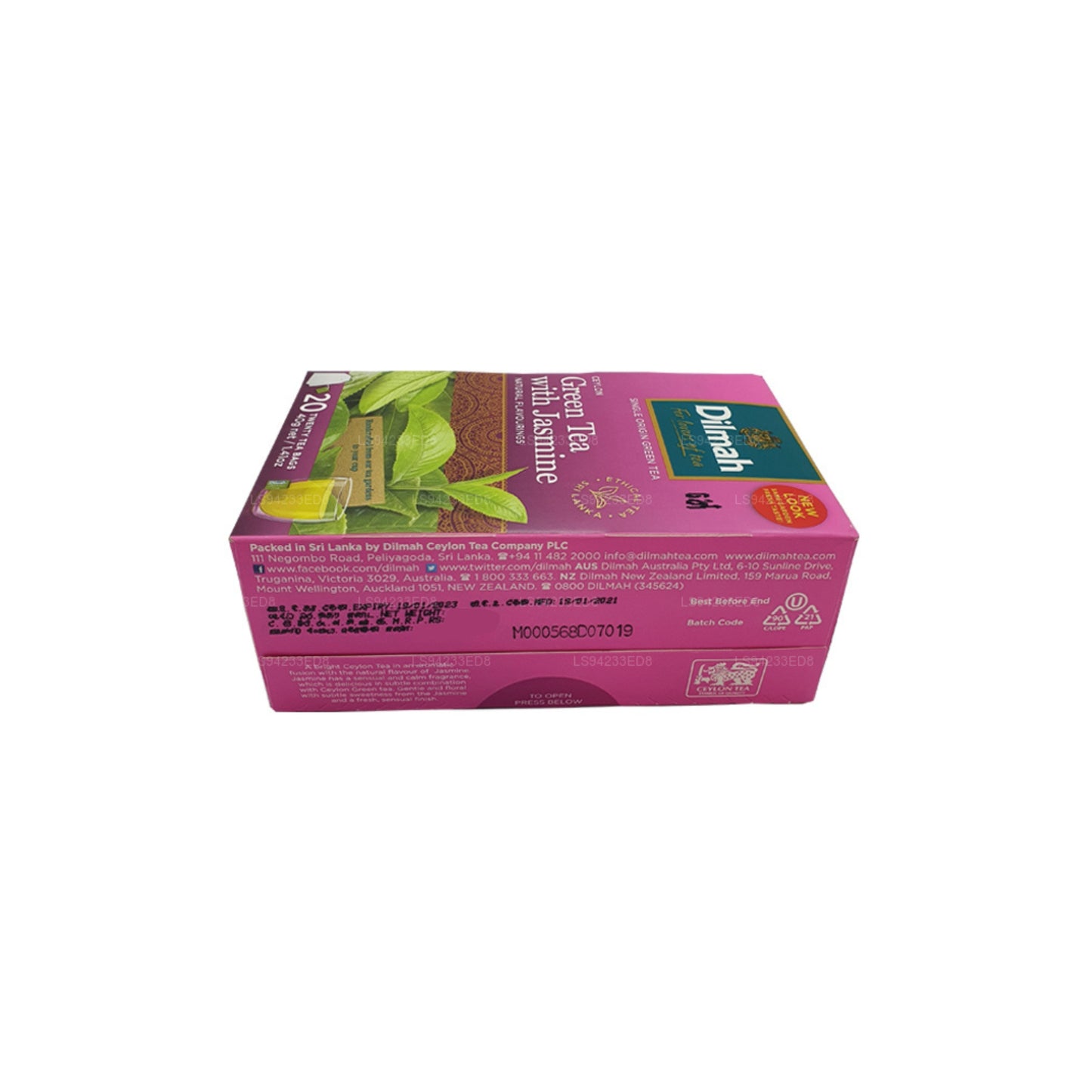 Té verde de Ceilán Dilmah con jazmín (40 g) 20 bolsitas de té