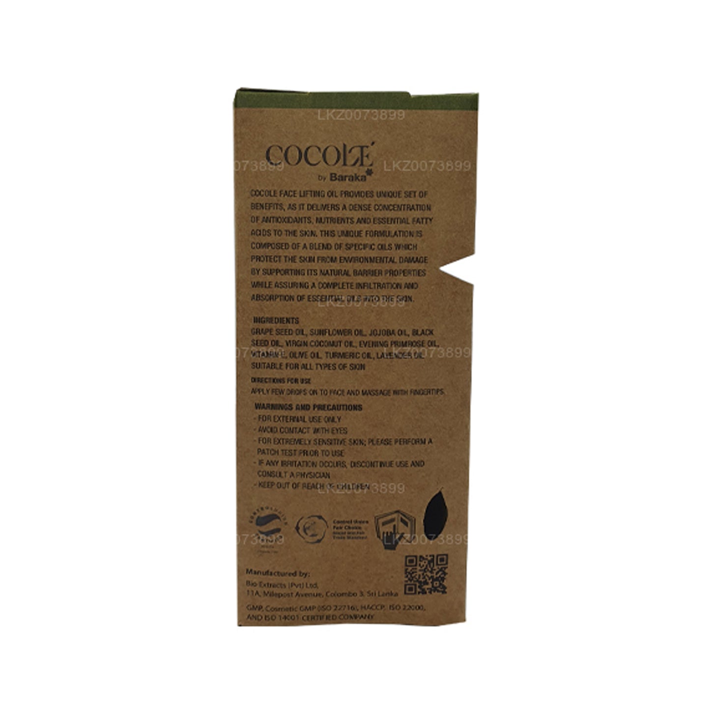 Aceite lifting facial Baraka Cocole (30 ml)