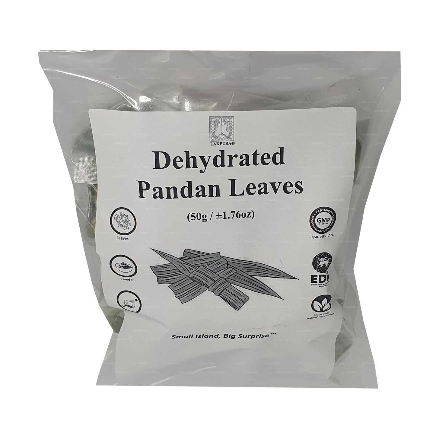 Hojas deshidratadas de Pandan Rampe de Lakpura