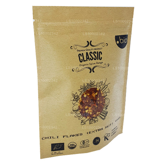 Hojuelas de chile orgánico Lakpura extra calientes