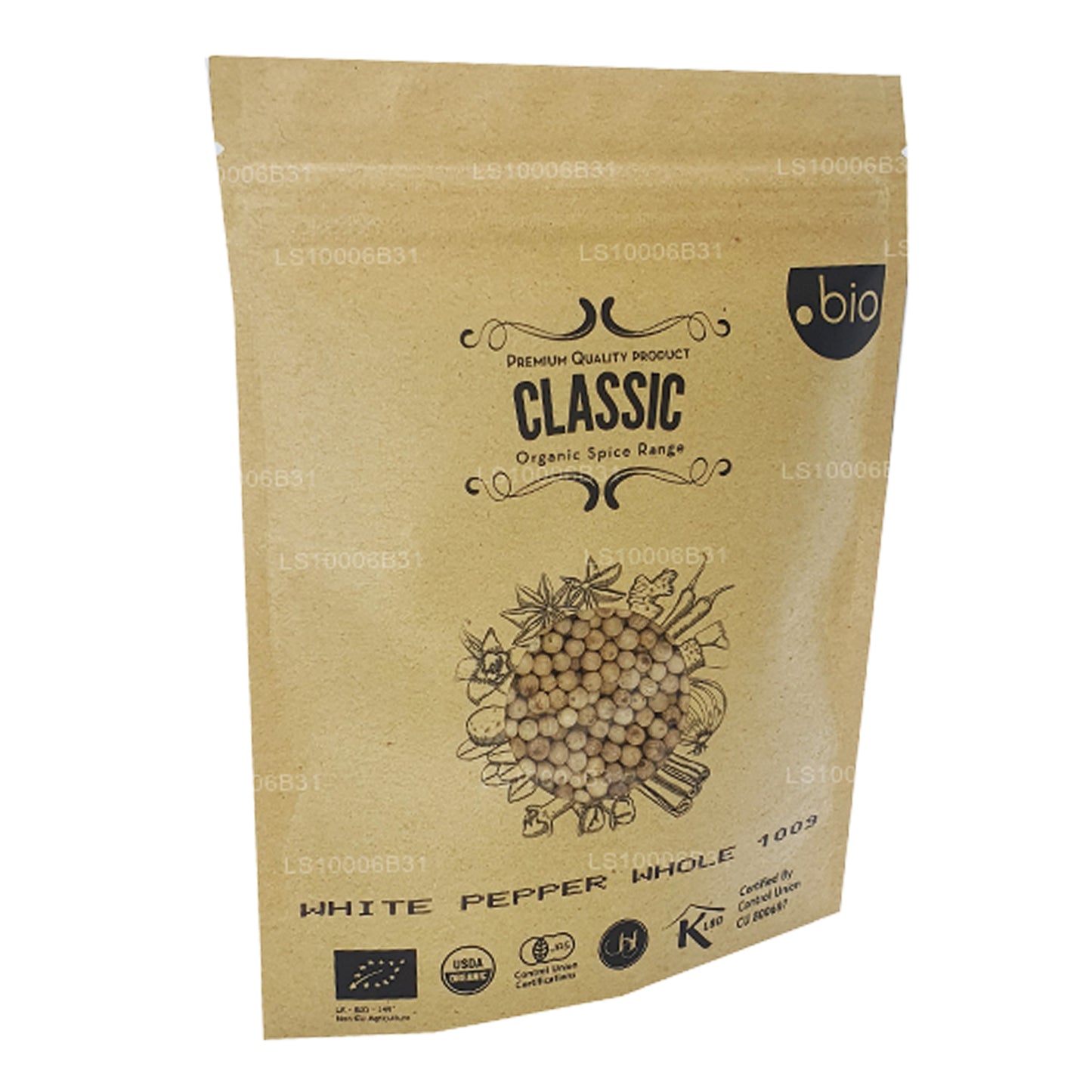 Pimienta blanca orgánica Lakpura entera