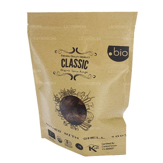 Nuez moscada orgánica Lakpura con cáscara