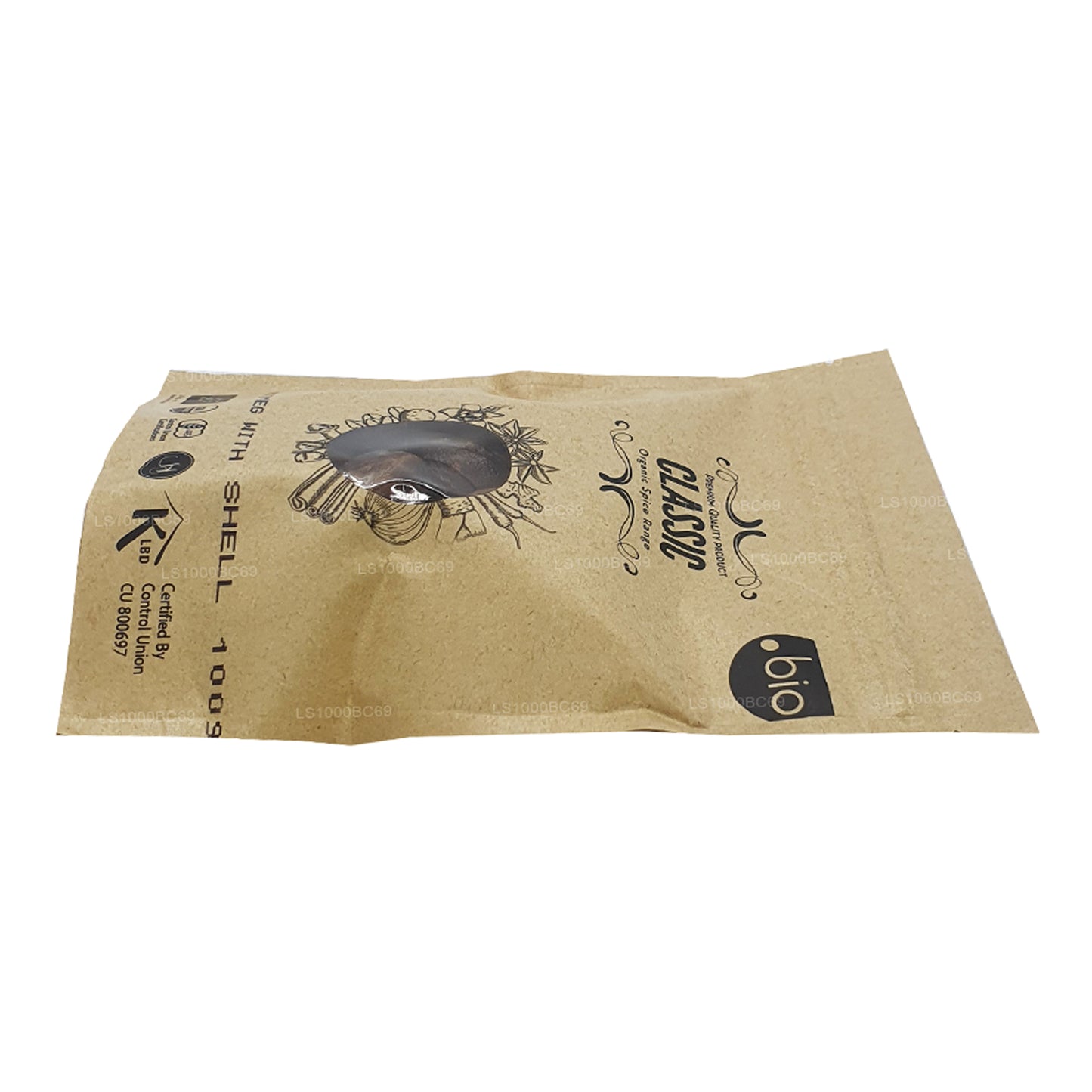 Nuez moscada orgánica Lakpura con cáscara