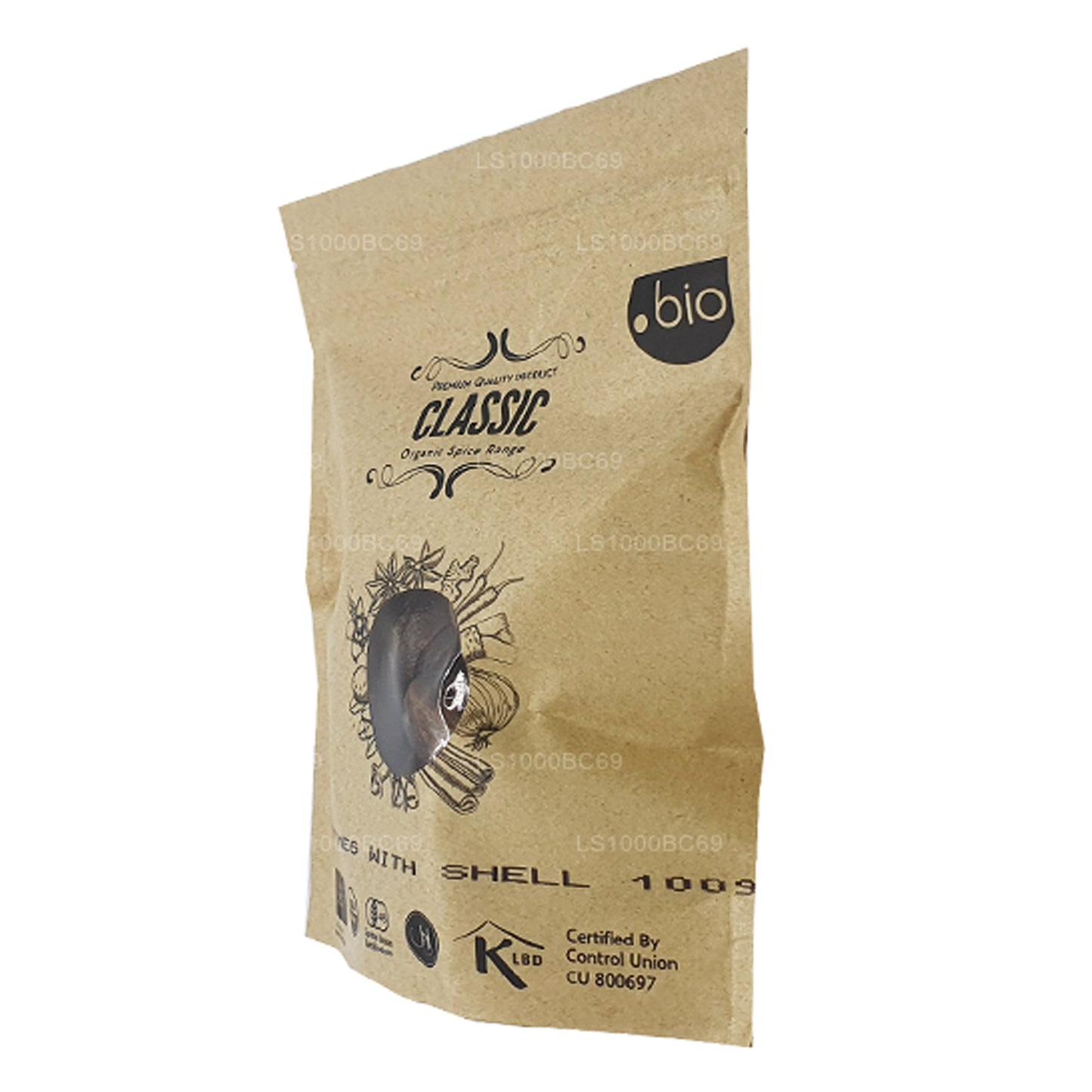 Nuez moscada orgánica Lakpura con cáscara