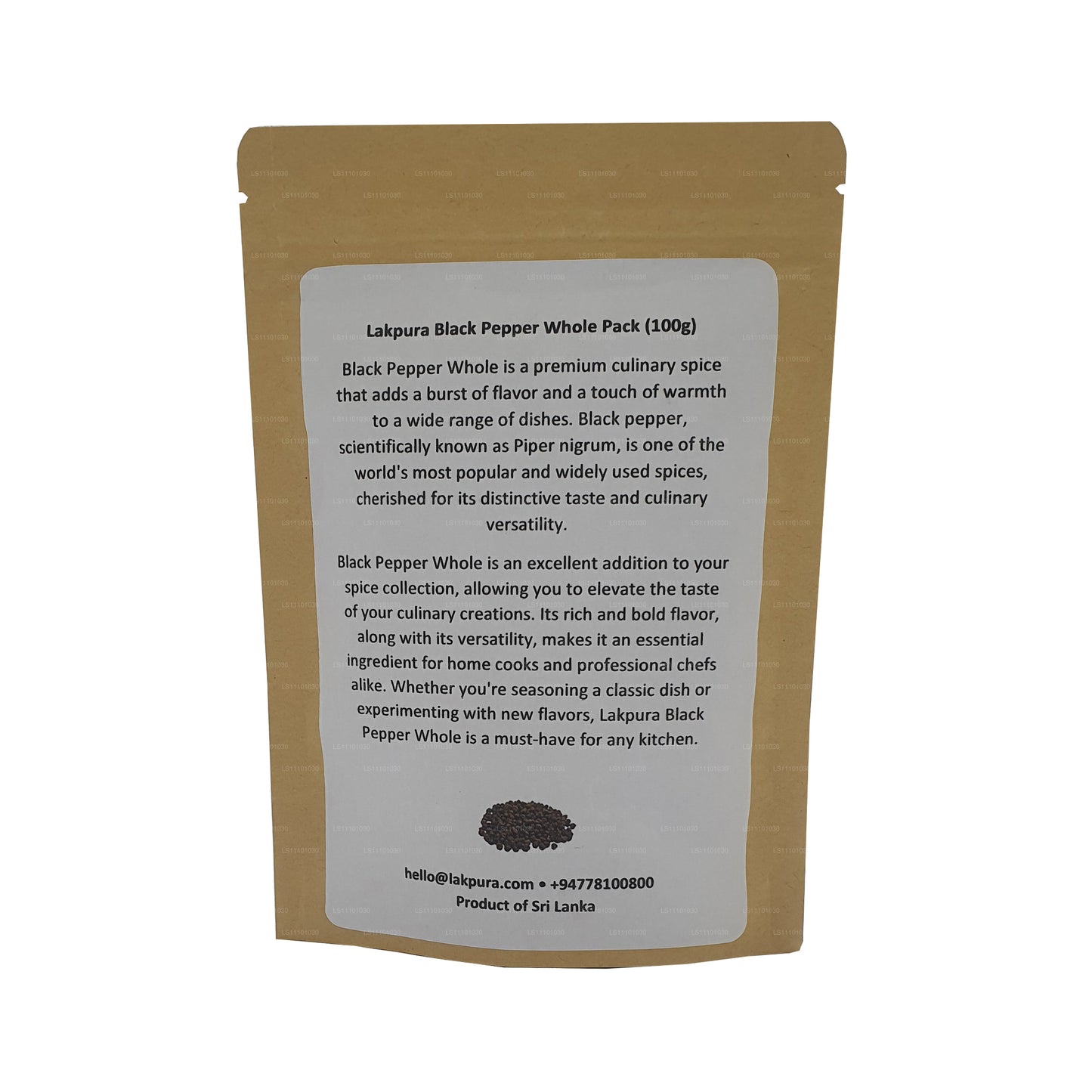 Paquete entero de pimienta negra Lakpura
