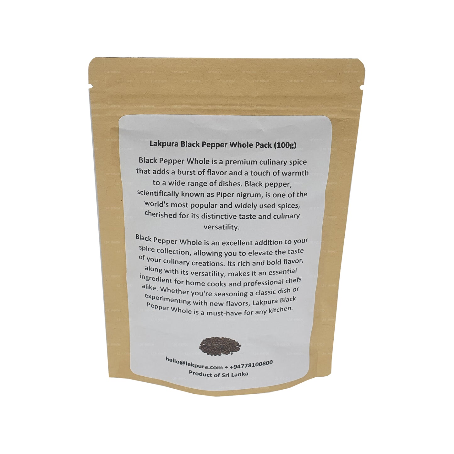 Paquete entero de pimienta negra Lakpura