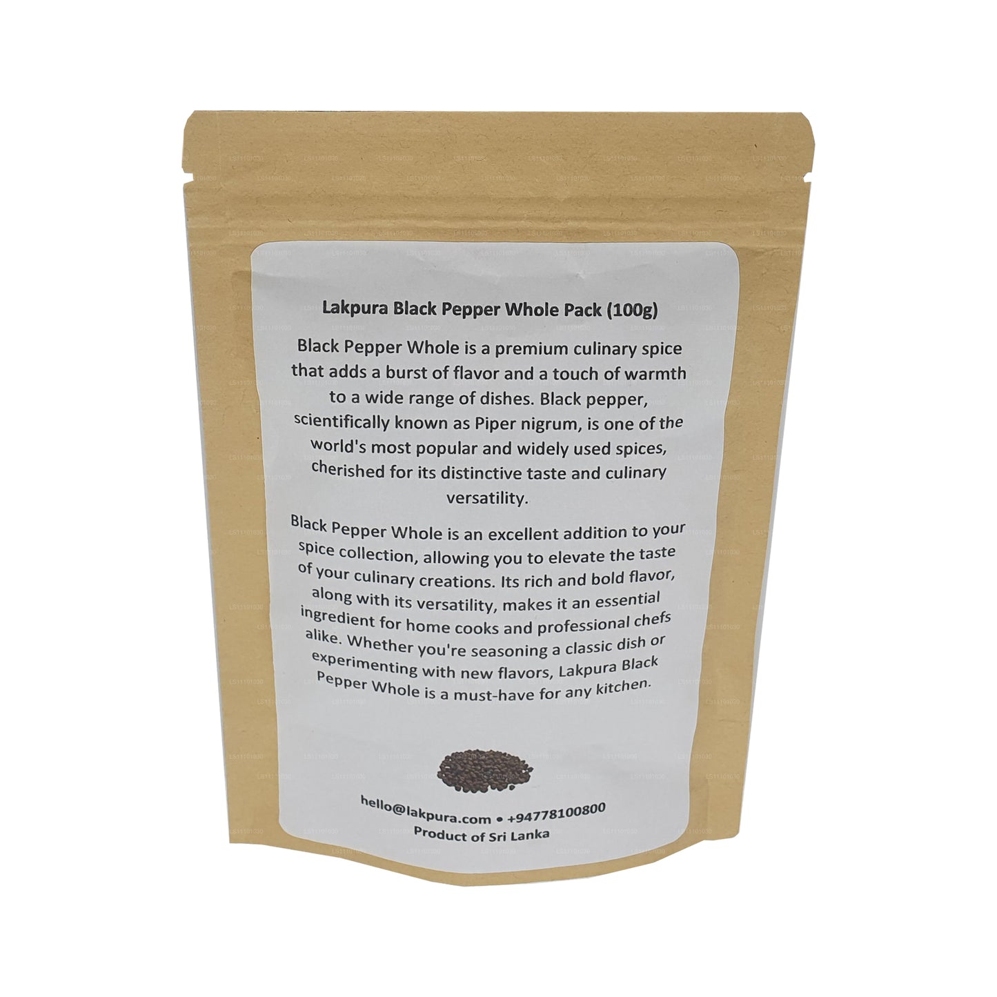 Paquete entero de pimienta negra Lakpura