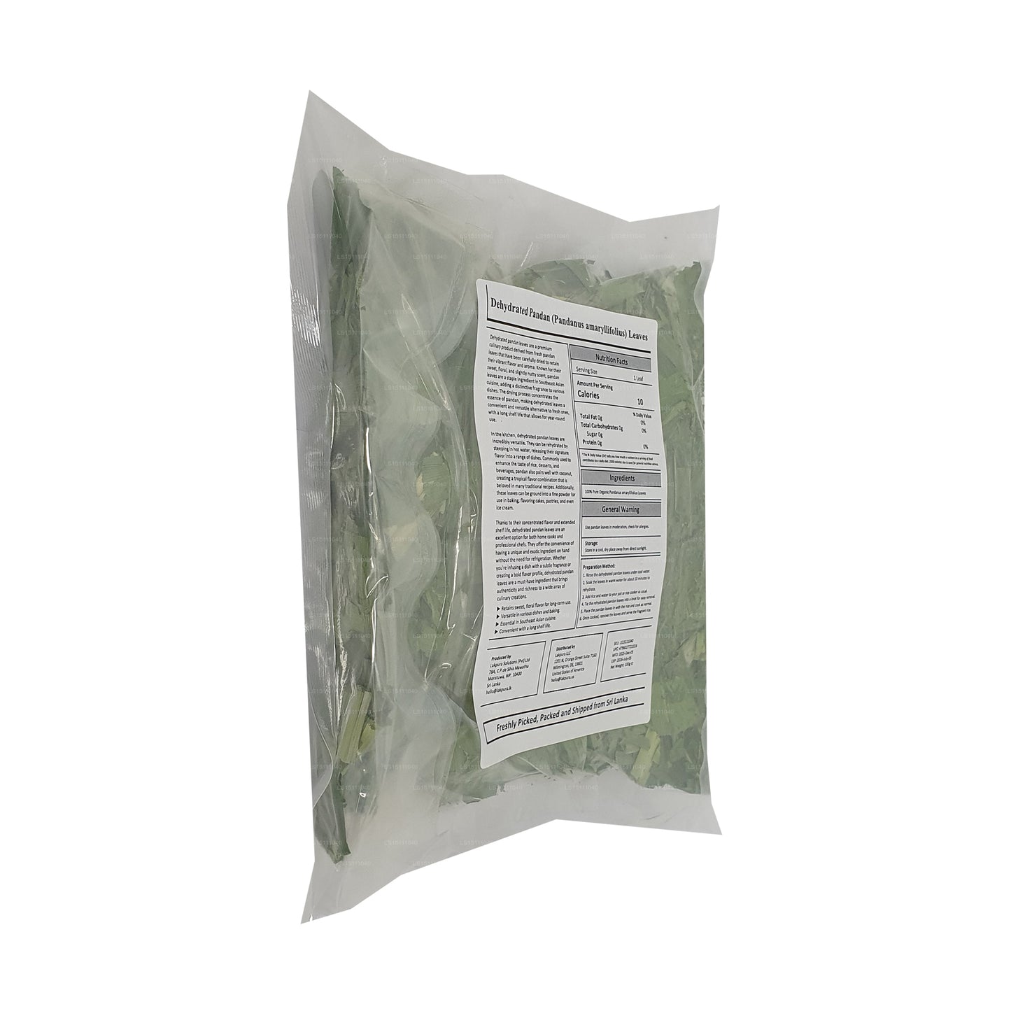 Hojas deshidratadas de Pandan Rampe de Lakpura