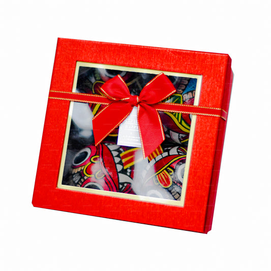 Máscaras raksha tradicionales de Sri Lanka (Mayura, Maru, Agni, Naga) pintadas sobre cáscaras de coco (paquete de 4)