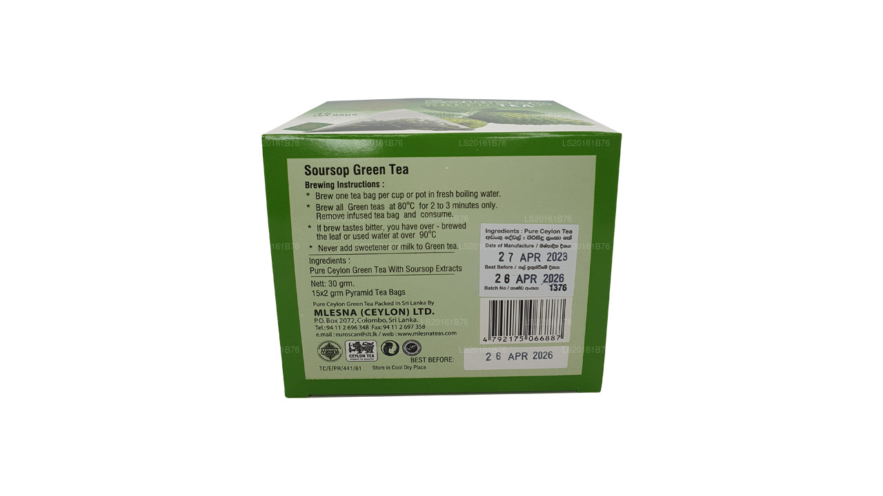 Té verde de guanábana Mlesna (30 g), 15 bolsitas de té