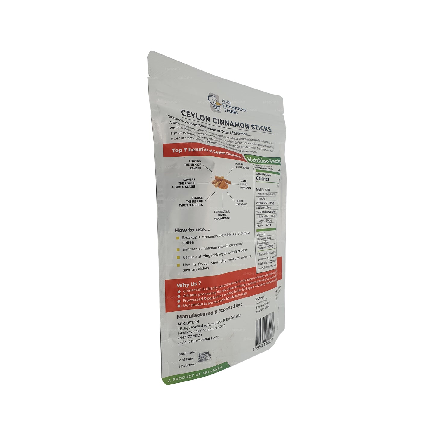 Canela Ceylon Cinnamon Trails en rama (100 g)