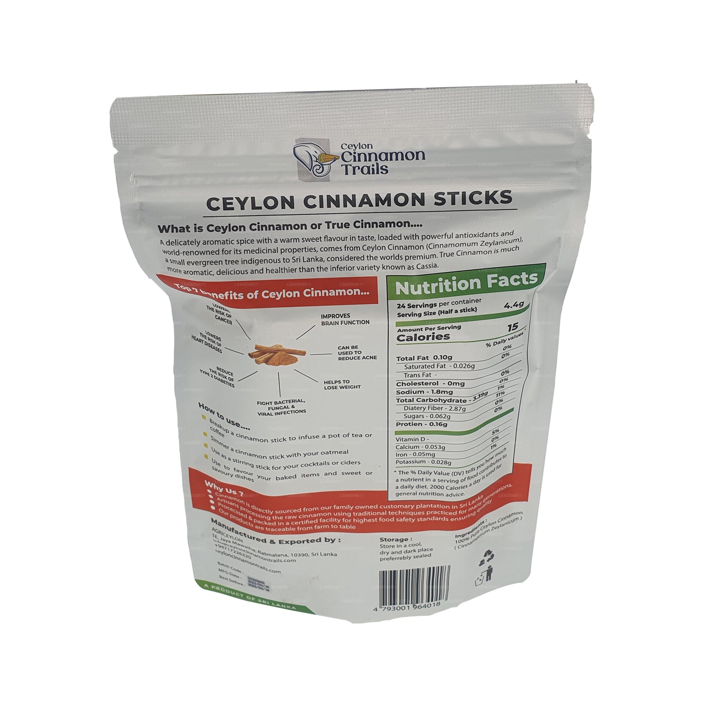 Canela Ceylon Cinnamon Trails en rama (100 g)