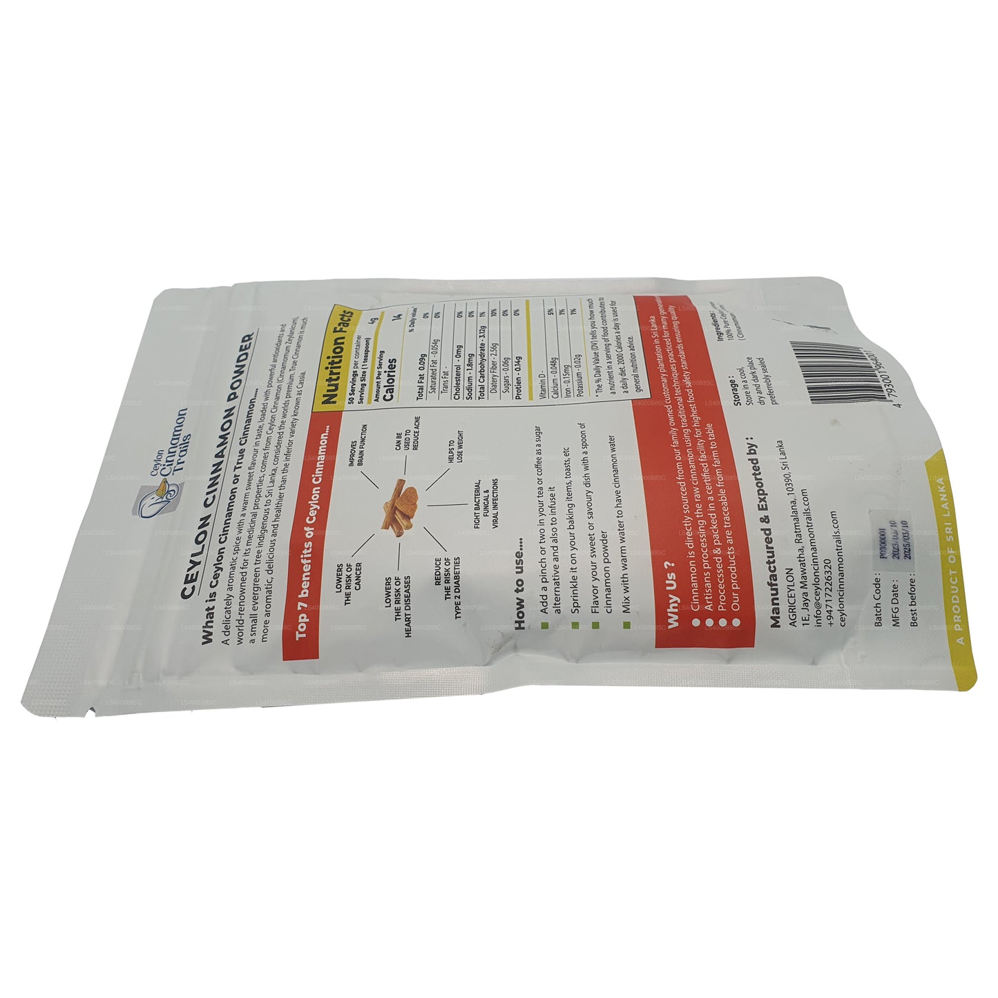 Canela en polvo Ceylon Cinnamon Trails (200 g)