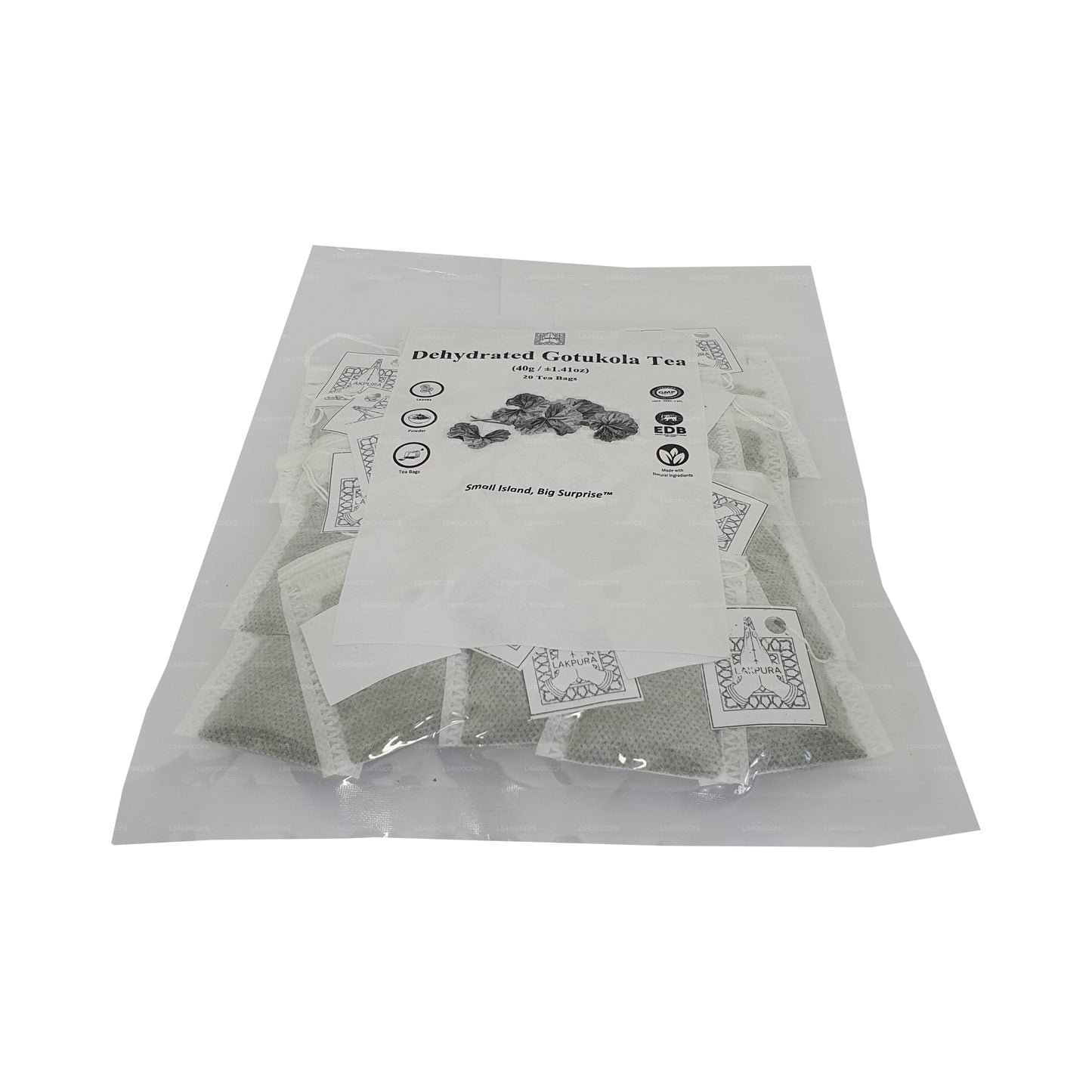 Bolsitas de té Gotukola deshidratadas Lakpura (40 g) 20 bolsitas de té