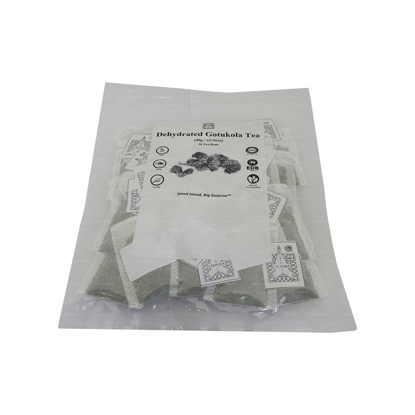 Bolsitas de té Gotukola deshidratadas Lakpura (40 g) 20 bolsitas de té