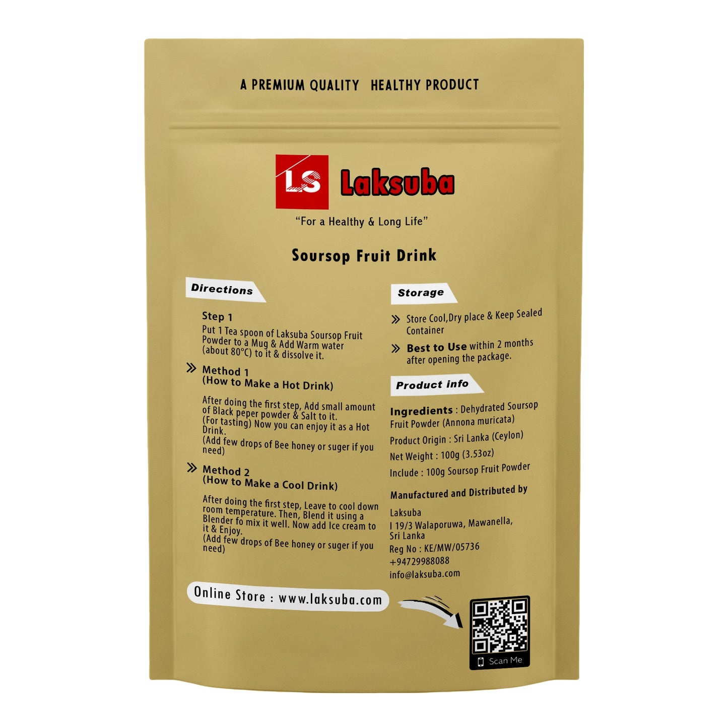 Polvo de fruta de guanábana Laksuba (100 g)