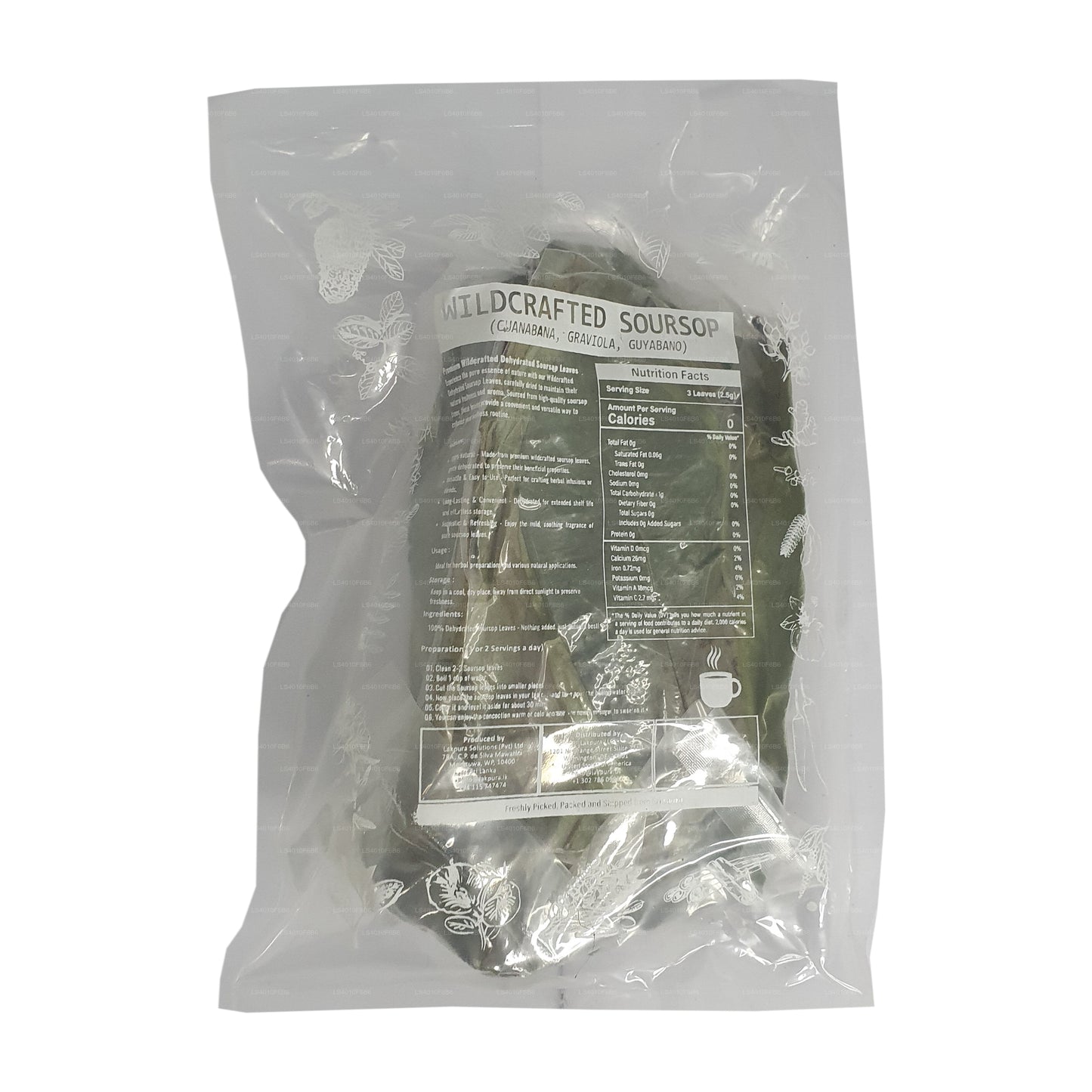Hojas Deshidratadas Enteras de Guanábana Silvestre Lakpura® (Guanabana, Graviola, Guyabano)