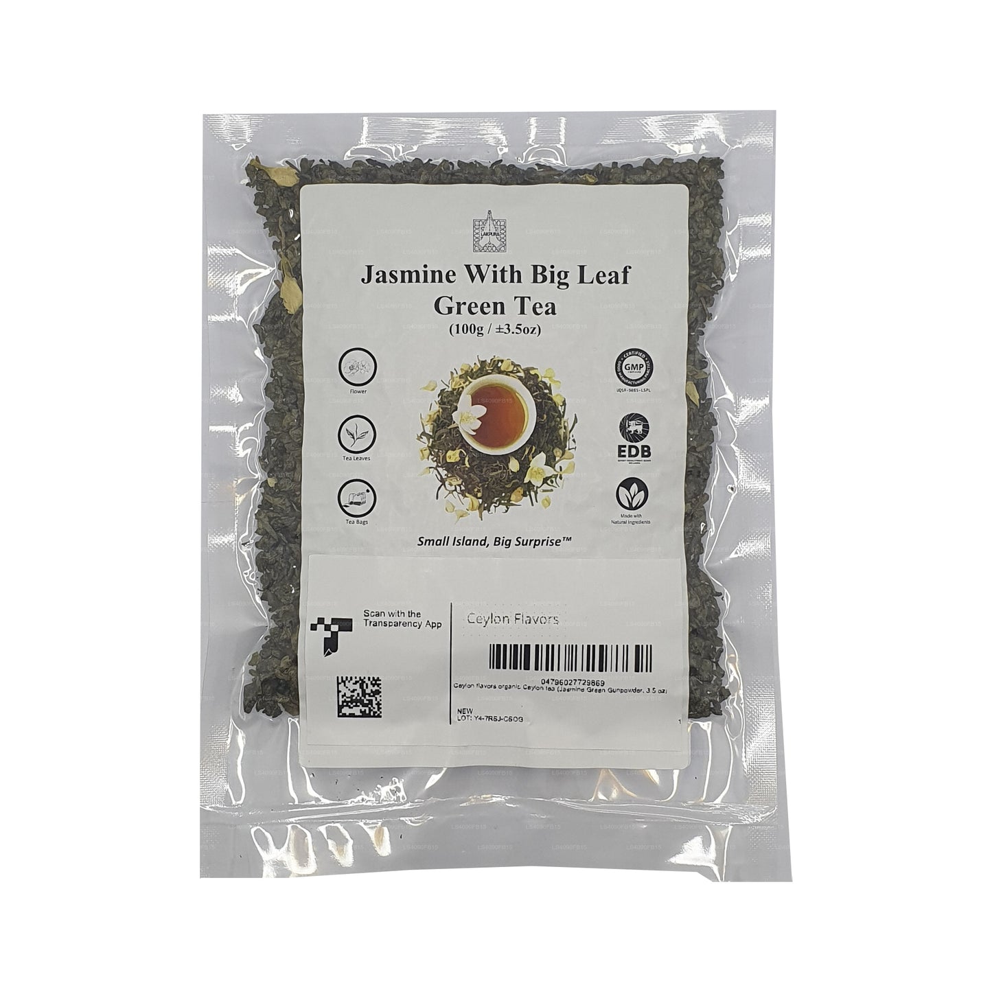 Té verde Lakpura de jazmín y hoja grande (100 g)