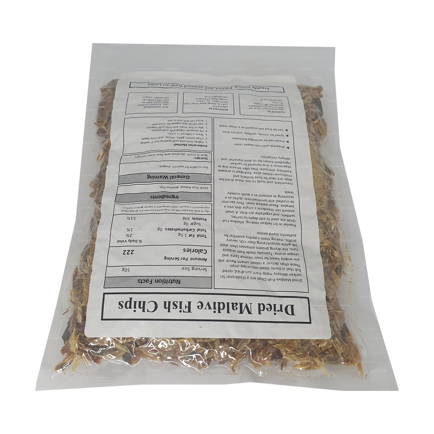 Paquete de chips de pescado Lakpura Maldive (150 g)