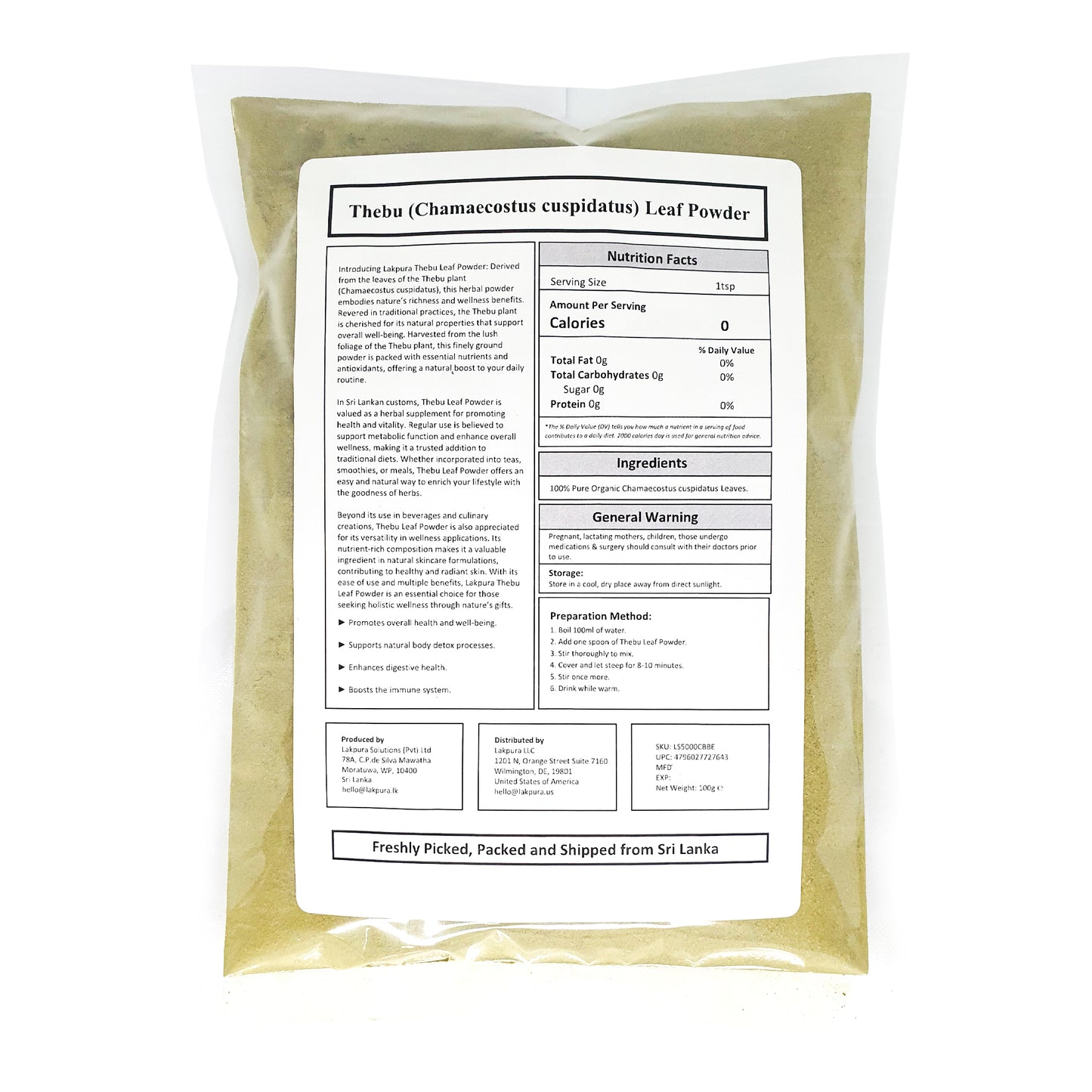 Polvo de hoja de tebú Lakpura