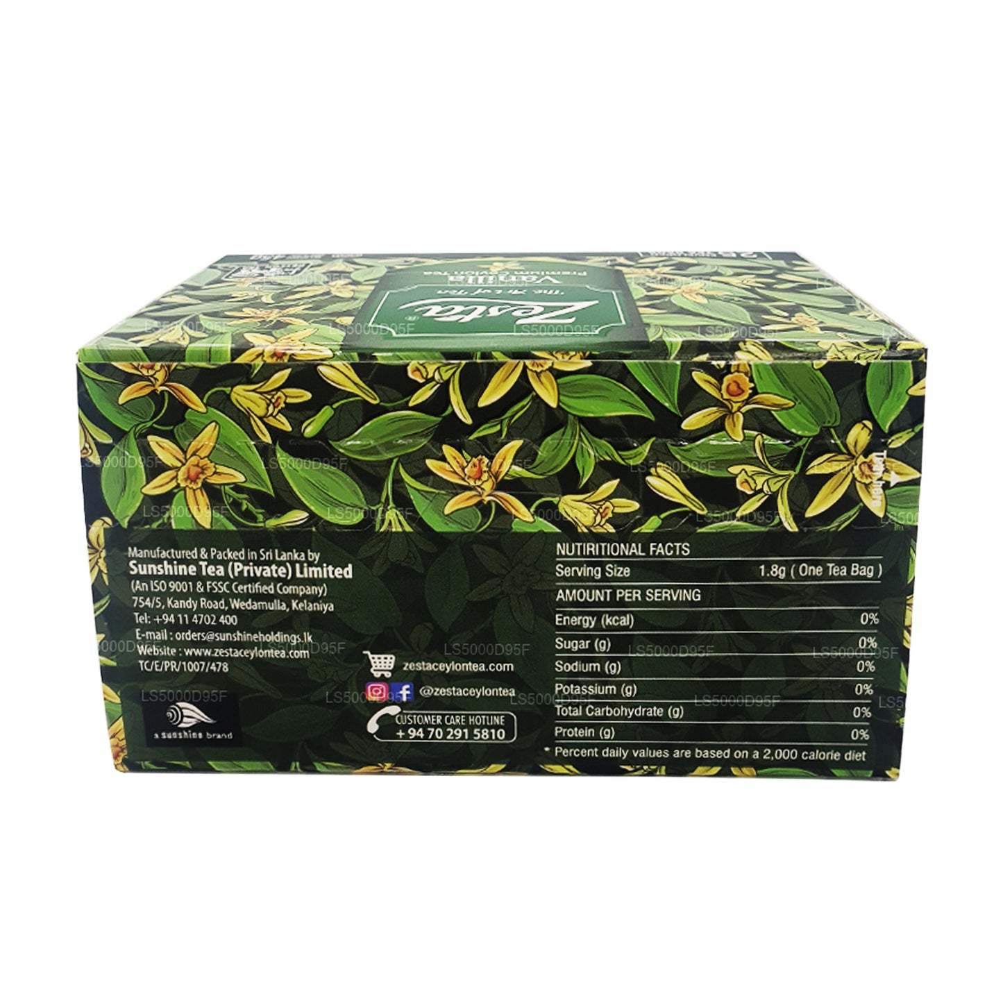Té negro Zesta Vanilla (45 g) 25 bolsitas de té
