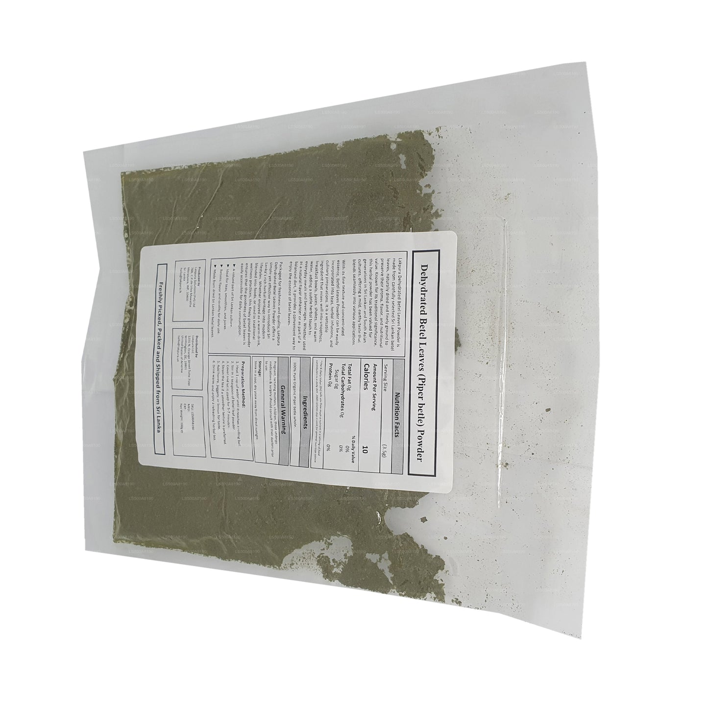 Polvo de hojas de betel deshidratadas Lakpura (100 g)