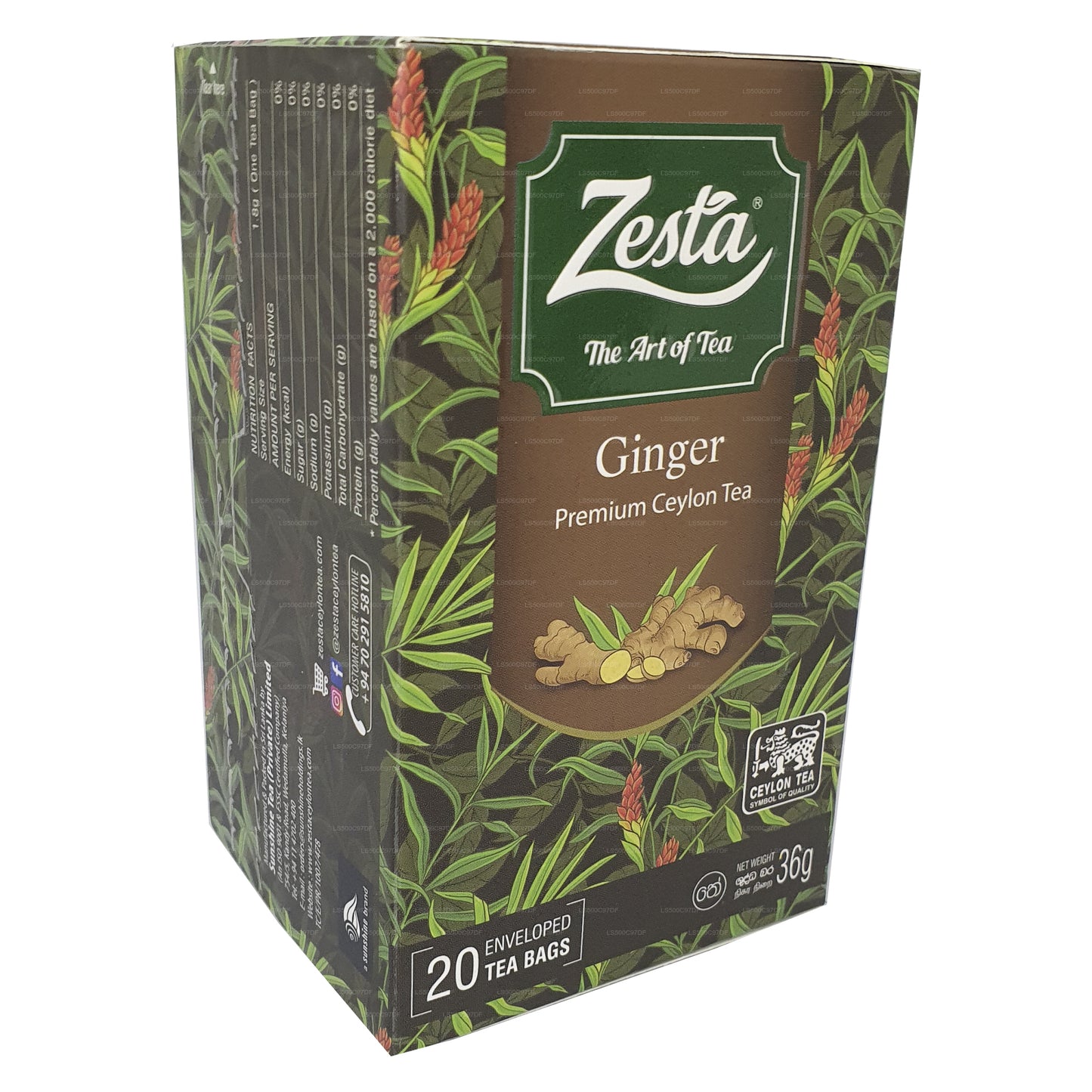 Té de Ceilán Zesta Ginger Premium (36 g) 20 bolsitas de té