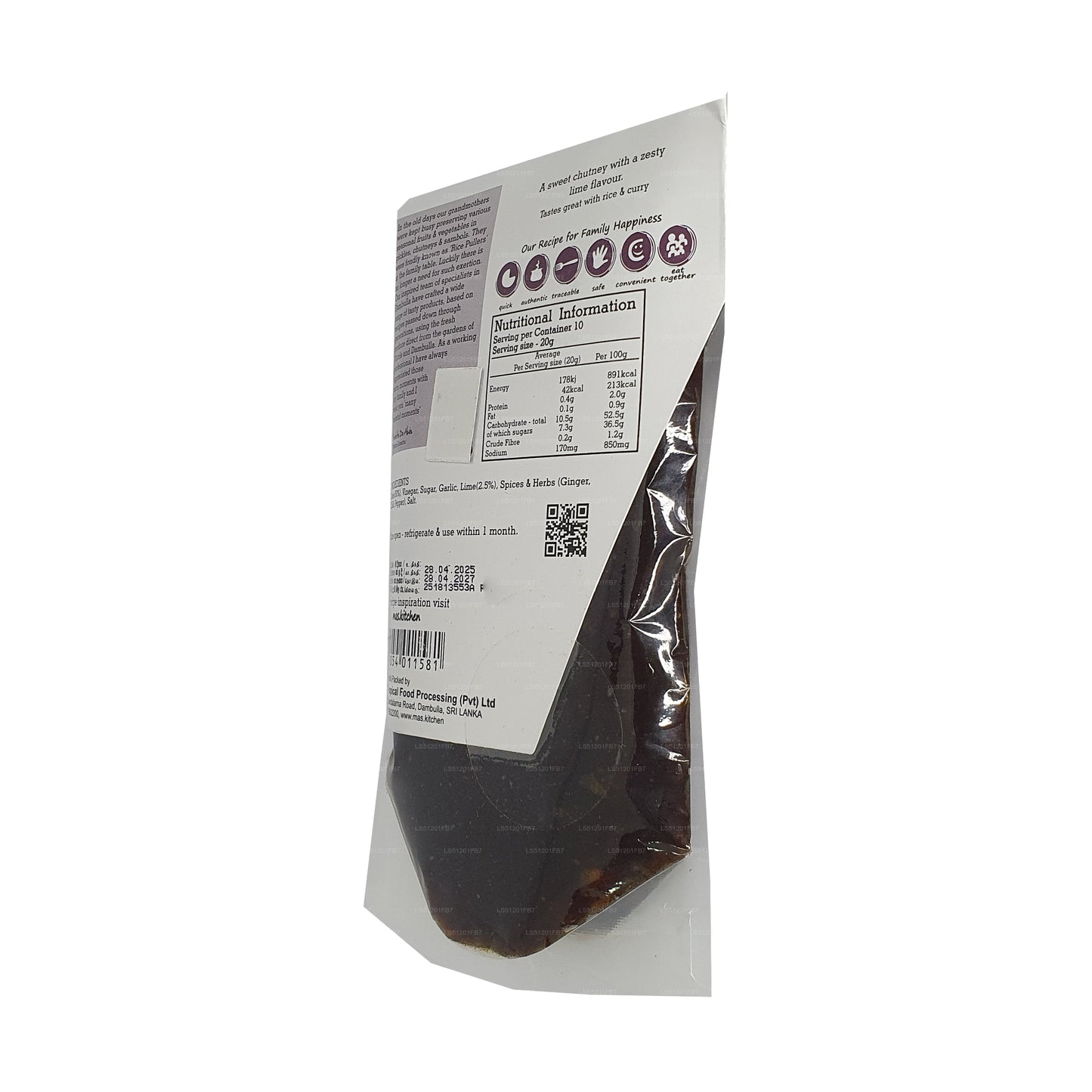 Chutney de dátiles y lima de MA Kitchen (200 g)