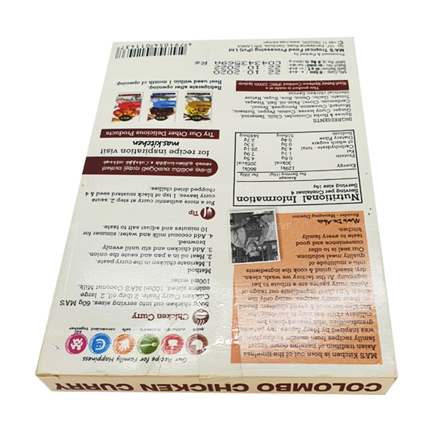 Pasta de pollo al curry Colombo de MA Kitchen (60 g)